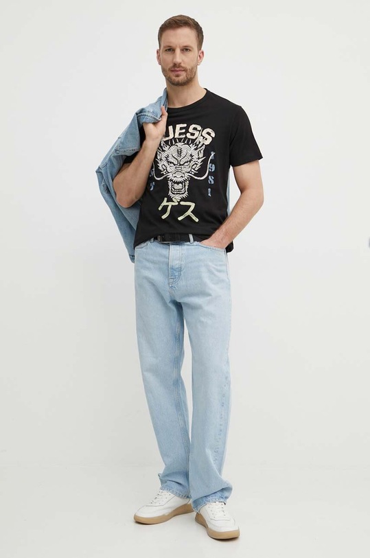 Guess t-shirt bawełniany DRAGON M4GI21.K8FQ4 czarny SS24
