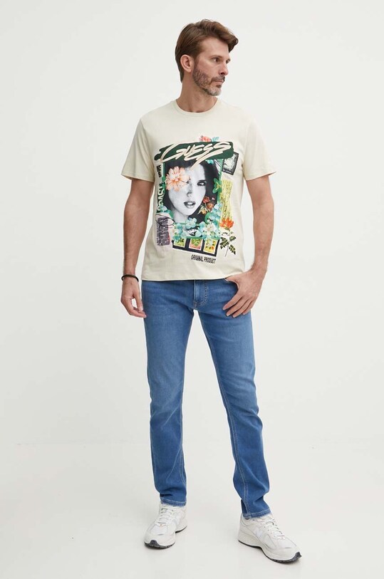 Бавовняна футболка Guess M4GI49.KBW41 бежевий SS24