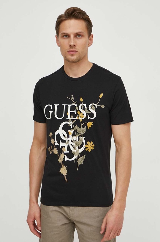 Guess t-shirt bawełniany regular czarny M4GI53.K9RM1