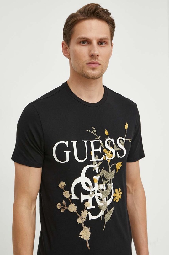 Guess t-shirt bawełniany czarny M4GI53.K9RM1