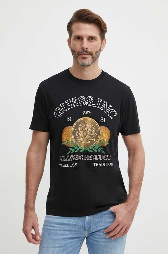Guess t-shirt bawełniany nadruk czarny M4GI56.K9RM1