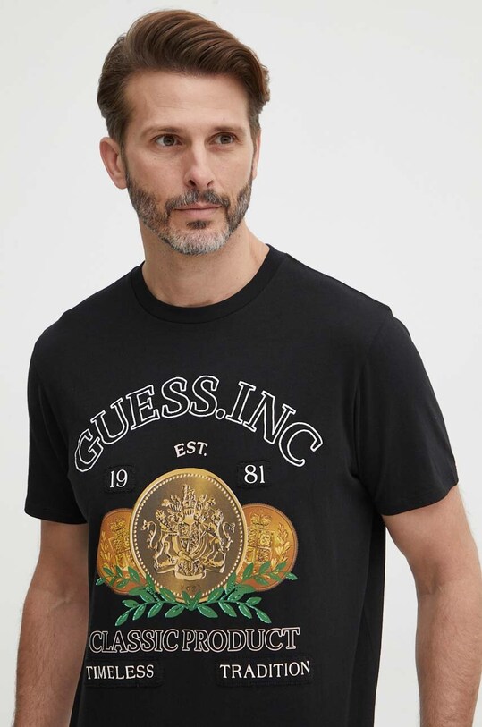 Guess t-shirt bawełniany czarny M4GI56.K9RM1