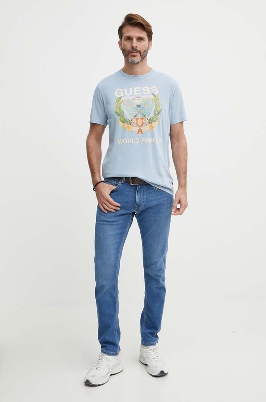 Бавовняна футболка Guess M4GI60.K9RM1 блакитний SS24