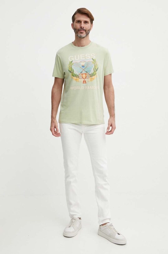 Bavlněné tričko Guess M4GI60.K9RM1 zelená SS24