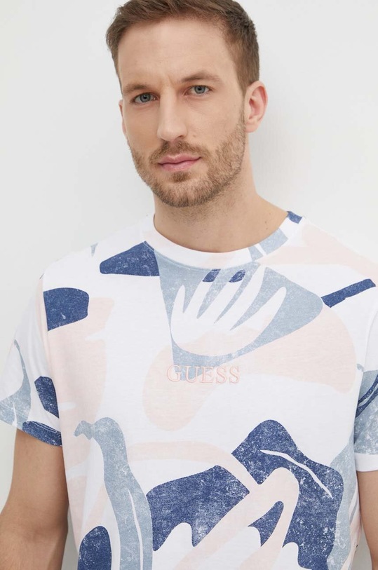 Guess t-shirt bawełniany wzorzyste biały M4GI13.I3Z14