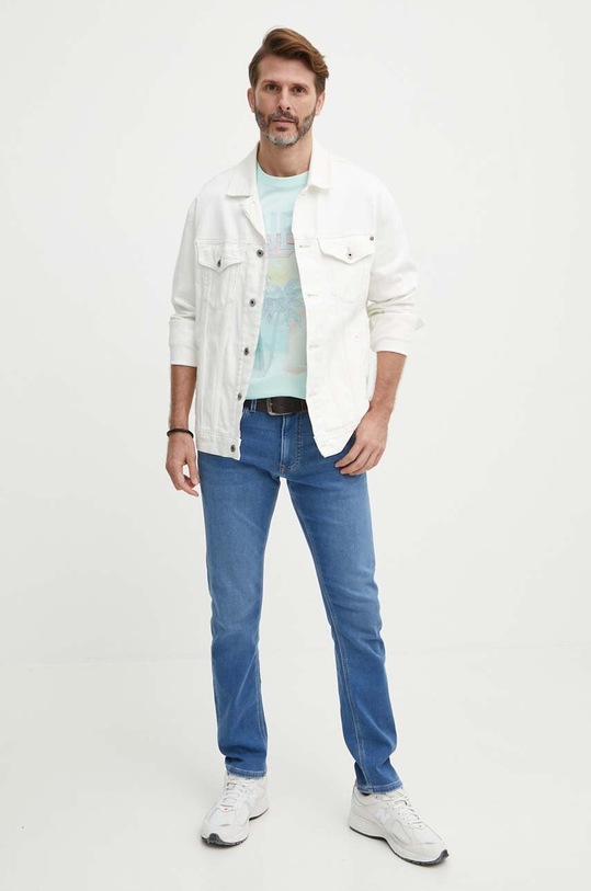 Guess t-shirt bawełniany M4GI15.I3Z14 turkusowy SS24