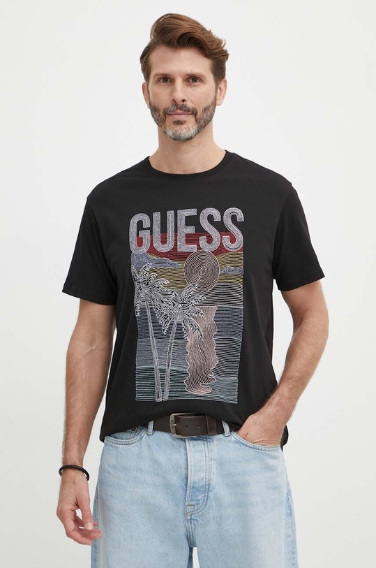 Bavlněné tričko Guess černá M4GI15.I3Z14