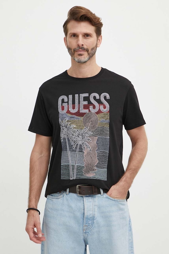 Bavlněné tričko Guess černá M4GI15.I3Z14