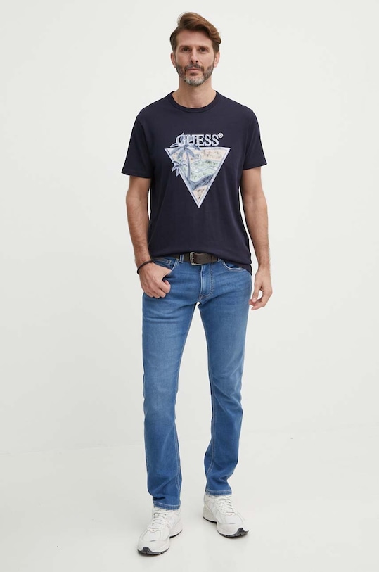 Хлопковая футболка Guess M4GI16.I3Z14 тёмно-синий SS24