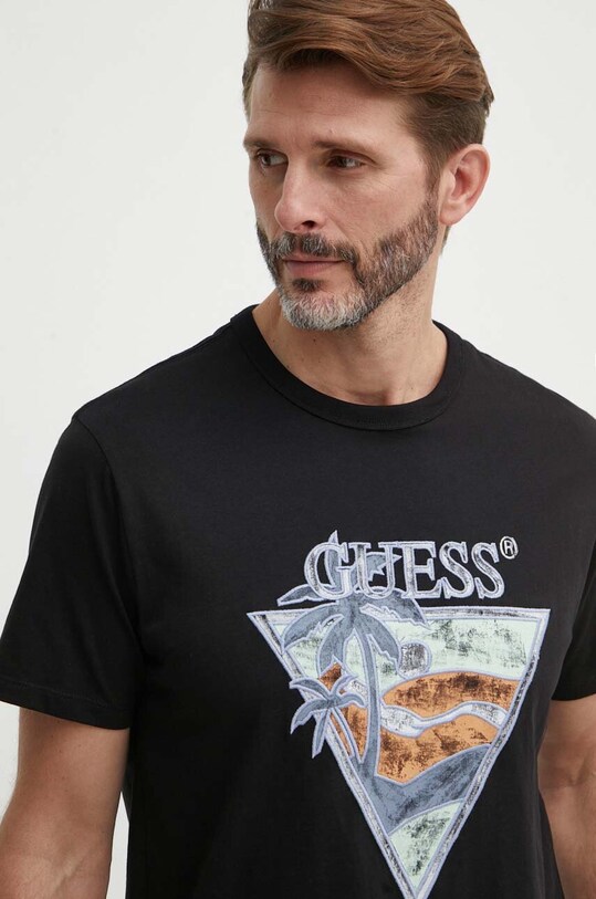 Хлопковая футболка Guess чёрный M4GI16.I3Z14