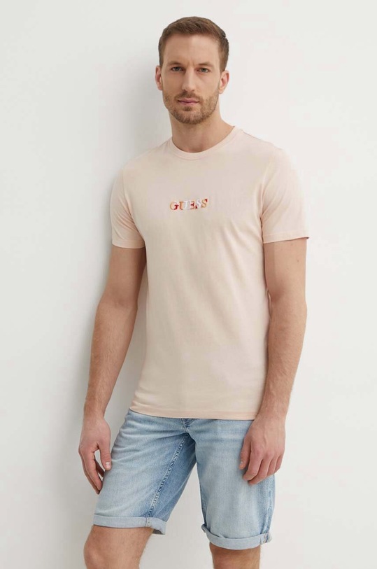 Guess t-shirt bawełniany różowy M4GI92.I3Z14