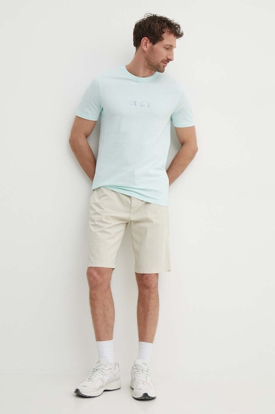 Guess t-shirt bawełniany M4GI92.I3Z14 turkusowy SS24
