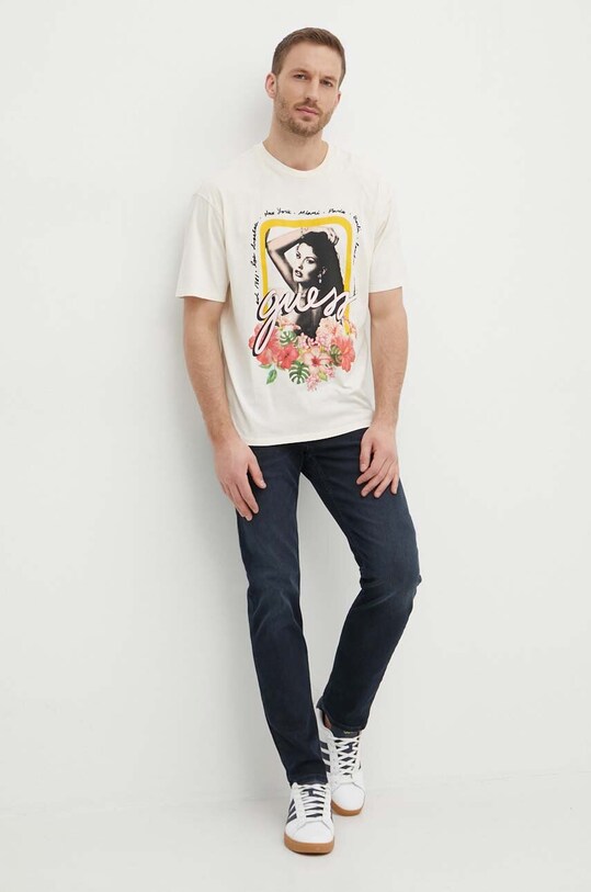 Guess tricou din bumbac M4GI12.K9RM1 bej SS24