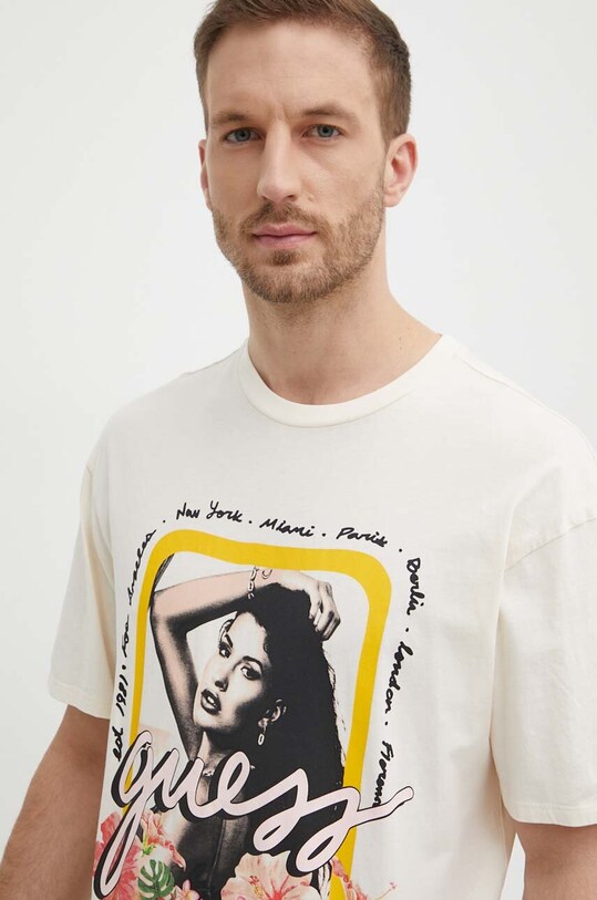 Guess tricou din bumbac bej M4GI12.K9RM1