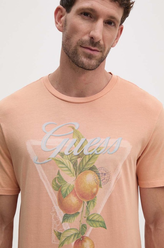 Guess tricou din bumbac print portocaliu M4GI48.K9RM1