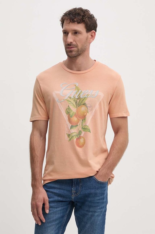 Guess tricou din bumbac portocaliu M4GI48.K9RM1