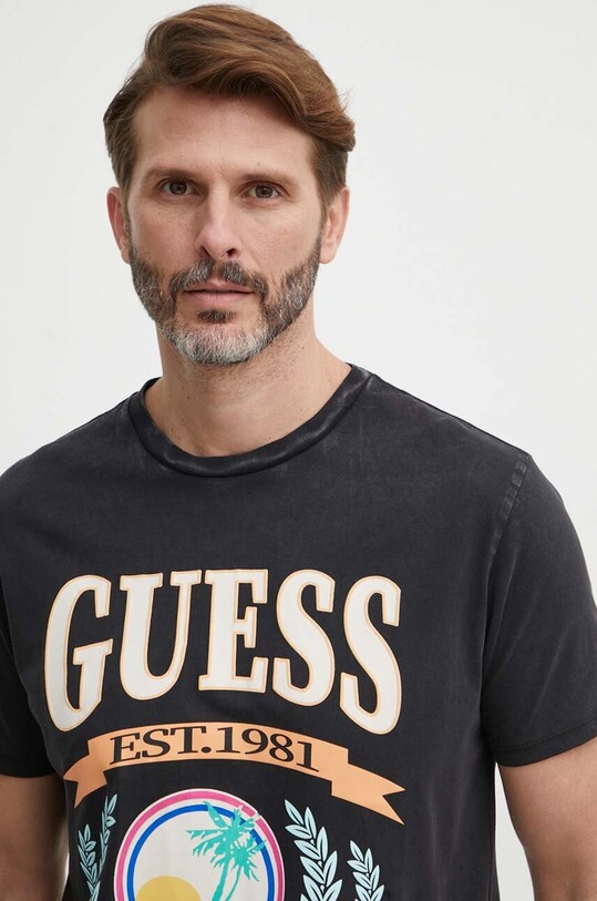 Хлопковая футболка Guess чёрный M4GI57.K9RM1