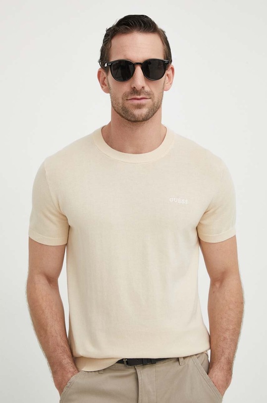 Ένα πουλόβερ σε μείγμα μεταξιού Guess άλλο μπεζ M4GR05.Z3DN1