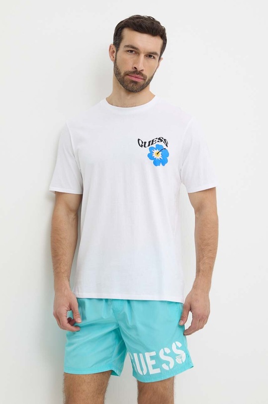 Odzież Guess t-shirt bawełniany FLOWER F4GI01.I3Z11 biały