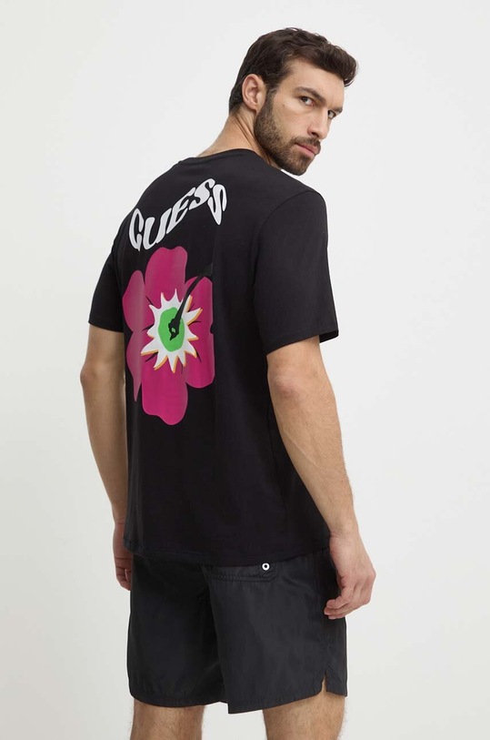 Guess t-shirt bawełniany FLOWER nadruk czarny F4GI01.I3Z11