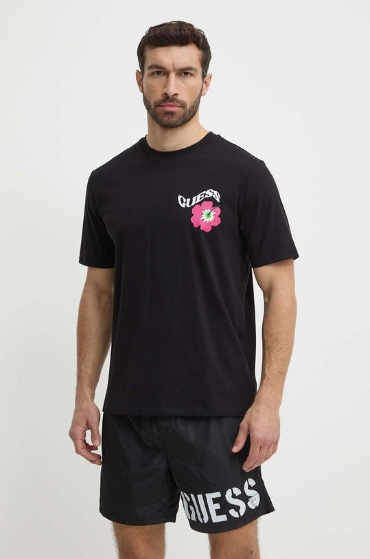 Odzież Guess t-shirt bawełniany FLOWER F4GI01.I3Z11 czarny