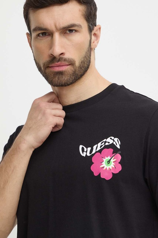 Guess t-shirt bawełniany FLOWER czarny F4GI01.I3Z11