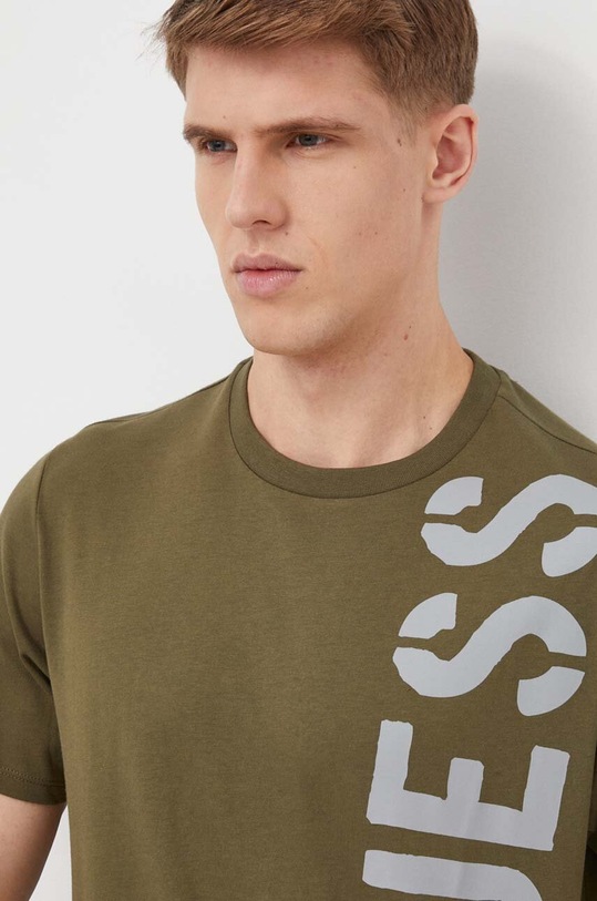 Bavlněné tričko Guess potisk zelená F4GI04.I3Z14