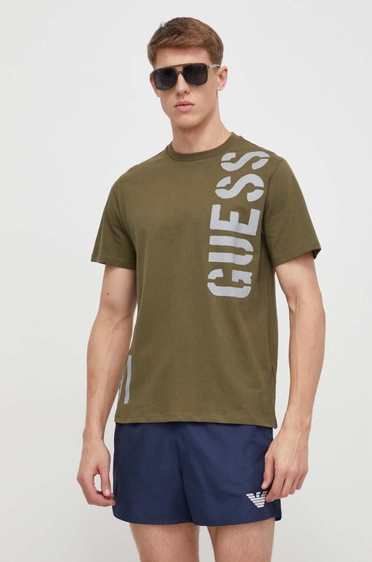 Bavlněné tričko Guess F4GI04.I3Z14 zelená SS24
