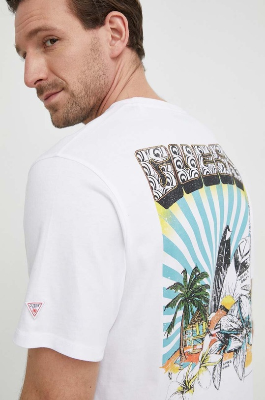 Guess t-shirt bawełniany SURFING nadruk biały F4GI07.I3Z14