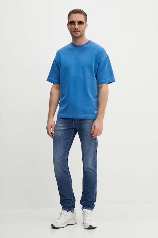 United Colors of Benetton t-shirt bawełniany 3O04U108R niebieski SS24