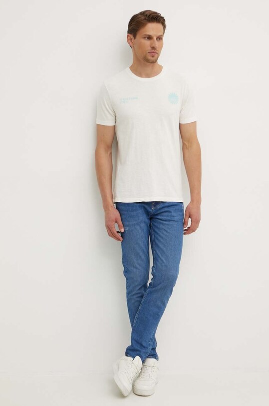 United Colors of Benetton t-shirt bawełniany 3F98U1092 beżowy SS24