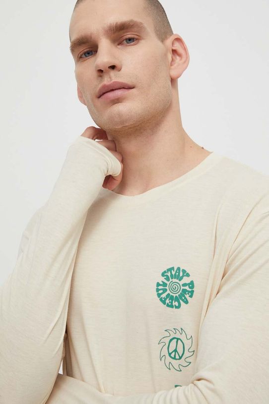 Majica dugih rukava za trčanje Quiksilver Coastal bež EQYKT04312