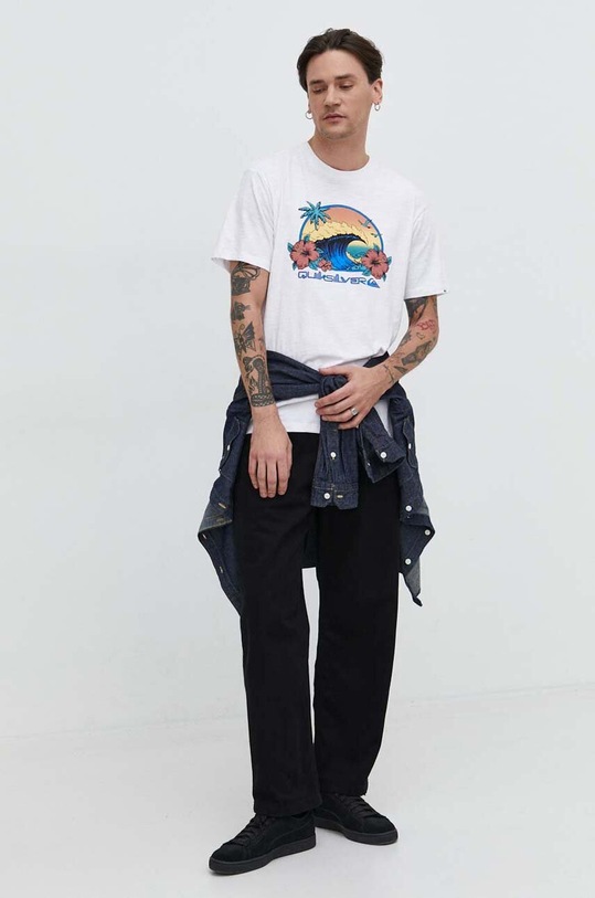 Quiksilver tricou din bumbac EQYZT07676 alb SS24