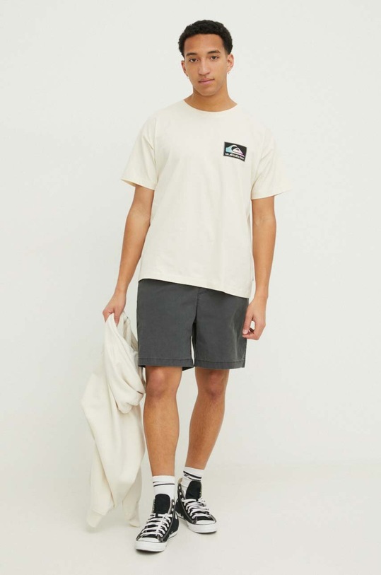 Quiksilver t-shirt bawełniany EQYZT07605 beżowy SS24