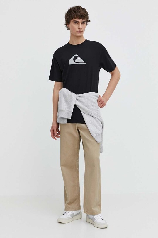 Βαμβακερό μπλουζάκι Quiksilver EQYZT07658 μαύρο SS24
