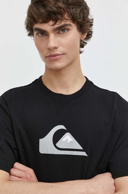 Βαμβακερό μπλουζάκι Quiksilver μαύρο EQYZT07658