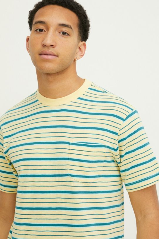 Quiksilver t-shirt bawełniany wzorzyste żółty AQYKT03109