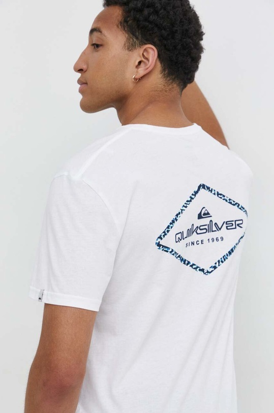 Bavlnené tričko Quiksilver potlač biela EQYZT07667