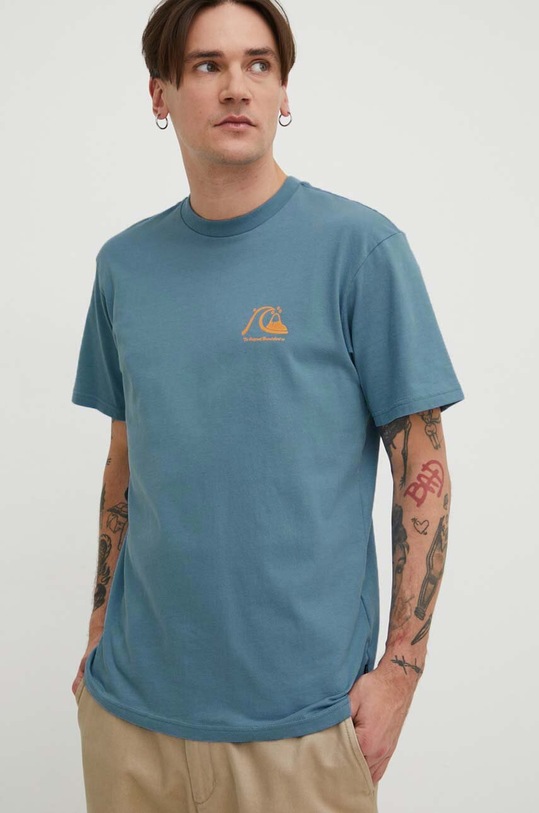 Bavlněné tričko Quiksilver potisk modrá AQYZT09560