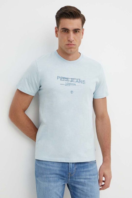 Bavlnené tričko Pepe Jeans CINTHOM potlač modrá PM509369
