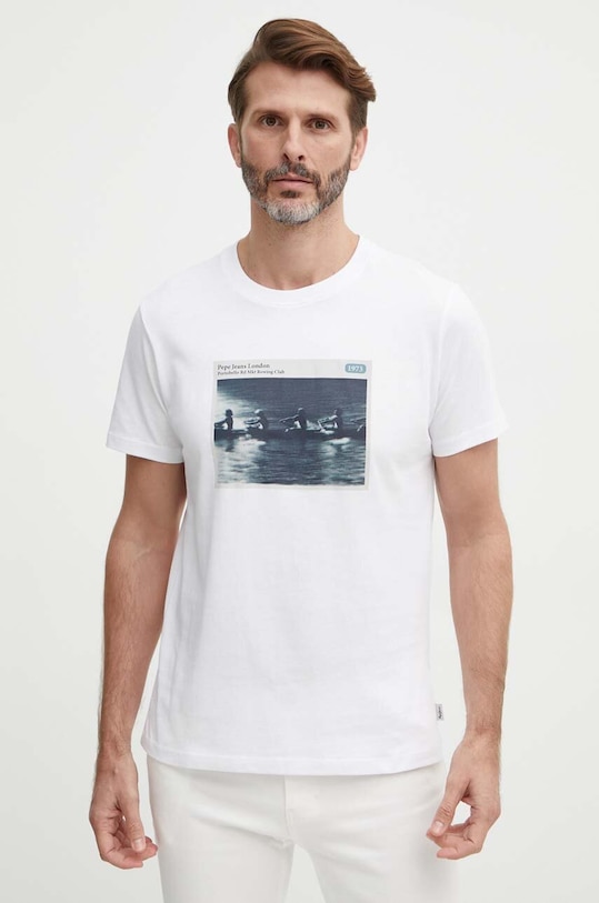 Pepe Jeans t-shirt bawełniany CIEL nadruk biały PM509372
