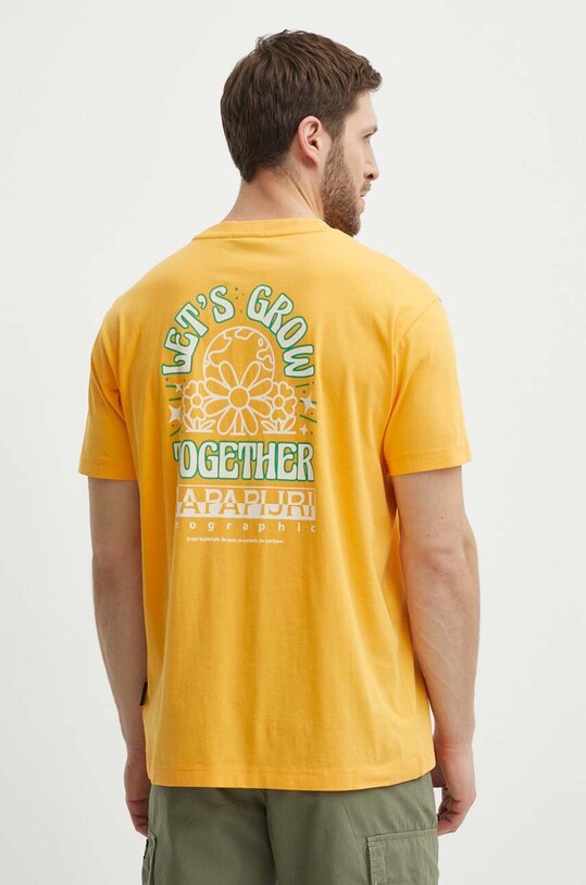Napapijri t-shirt bawełniany S-Boyd nadruk pomarańczowy NP0A4HQFY1J1