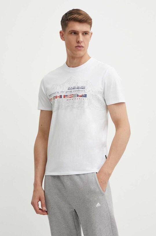 Napapijri tricou din bumbac S-Turin 1 print alb NP0A4HQG0021