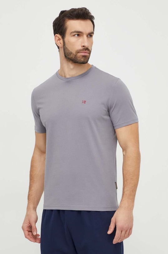 Napapijri t-shirt bawełniany Salis bawełna szary NP0A4H8DH581