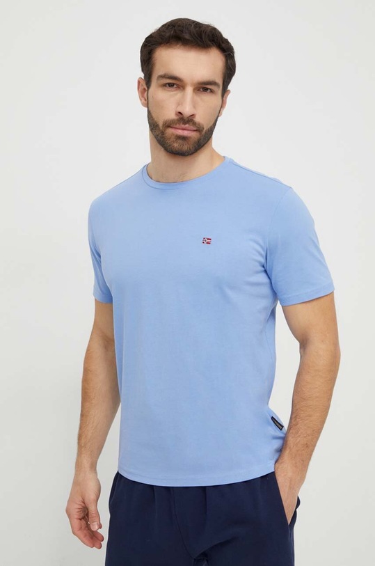 Napapijri t-shirt bawełniany Salis NP0A4H8DI001 niebieski SS24