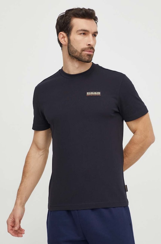 Napapijri t-shirt bawełniany S-Iaato regular czarny NP0A4HFZ0411