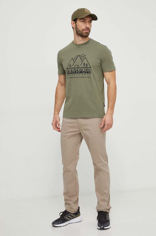 Napapijri t-shirt bawełniany S-Faber NP0A4HQEGAE1 zielony SS24