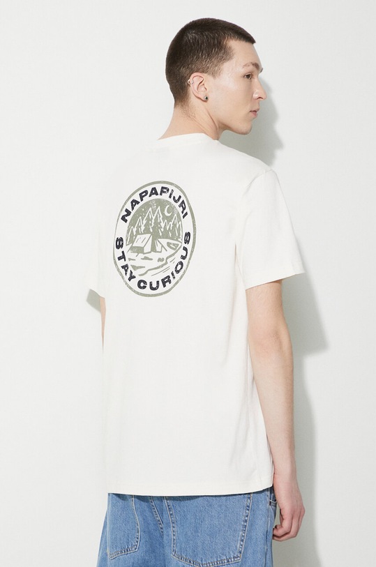 Napapijri t-shirt bawełniany S-Kotcho nadruk beżowy NP0A4HTVN1A1
