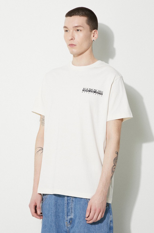 Napapijri t-shirt bawełniany S-Kotcho beżowy NP0A4HTVN1A1