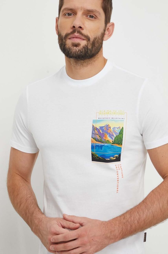 Napapijri t-shirt bawełniany S-Canada biały NP0A4HQM0021